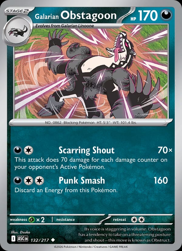 Galarian Obstagoon #132 — Ascended Heroes