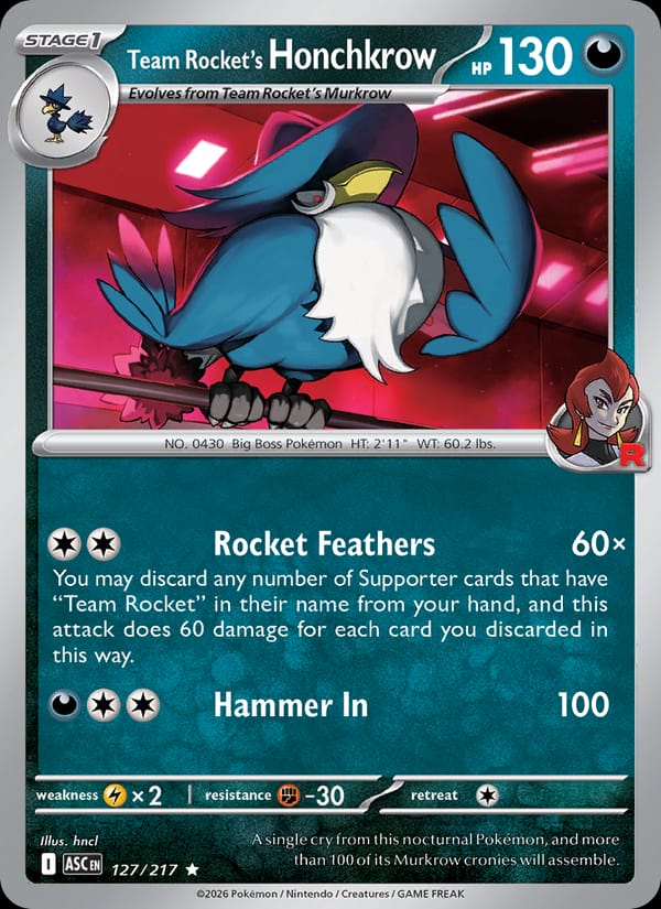 Team Rocket's Honchkrow #127 — Ascended Heroes
